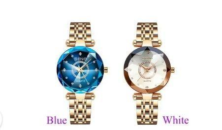 Diamond Shape Multicolour Dial and Rose Gold Strap Watch for Womens and Girls - Pexsho
