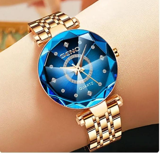 Diamond Shape Multicolour Dial and Rose Gold Strap Watch for Womens and Girls - Pexsho