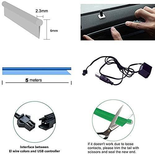 Automaze El Wire, 5M Neon Lights 5V with Fuse Protection for Car Interior Decoration - Pexsho